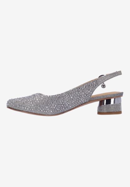 Left side view of Baline PEWTER DANCE GLITTER/STONES