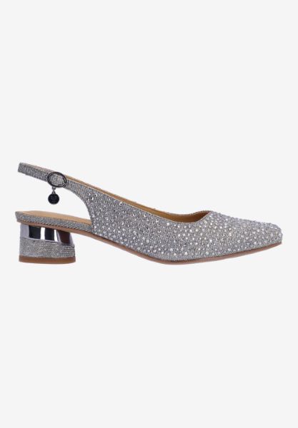 Right side view of Baline PEWTER DANCE GLITTER/STONES