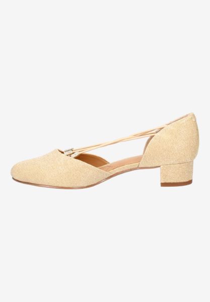 Left side view of Charolette GOLD DANCE GLITTER