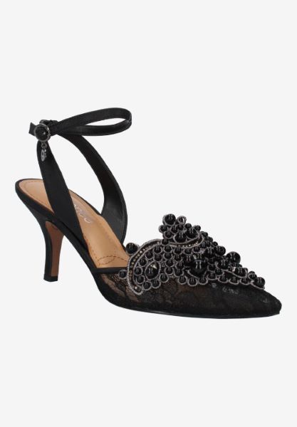 Front view of Desdemona BLACK FLORAL LACE