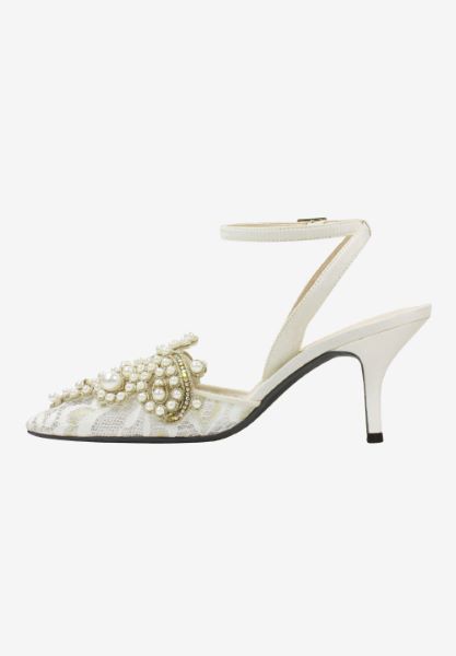 Left side view of Desdemona Ivory Gold Multi
