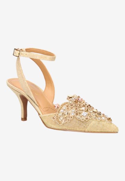 Front view of Desdemona GOLD GLITTER/SNOW DOT