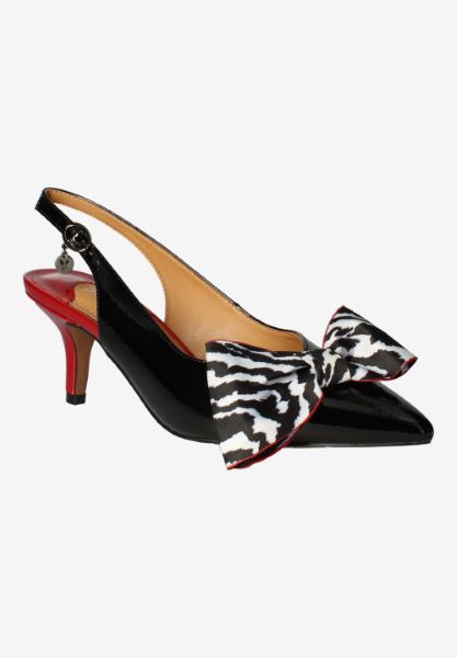 Front view of Devika BLACK/RED/WHITE