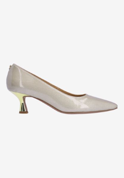 Right side view of Ellsey TAUPE PATENT