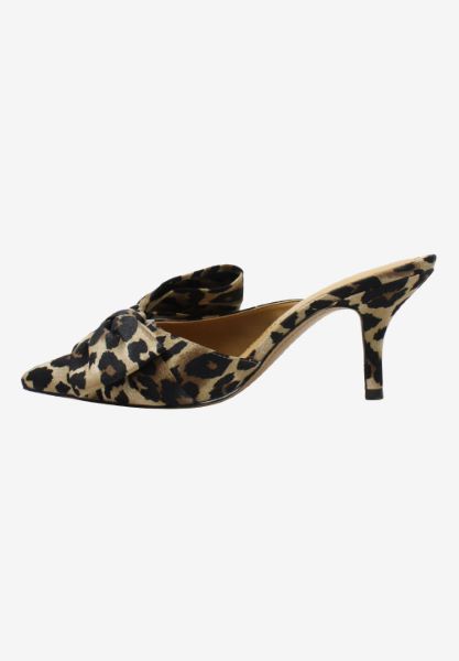 Left side view of Elonna Brown Black Animal Print