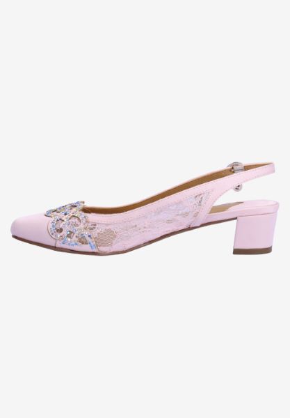Left side view of Faleece PINK SATIN/LACE/STONES