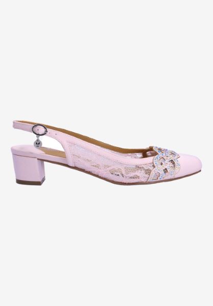 Right side view of Faleece PINK SATIN/LACE/STONES