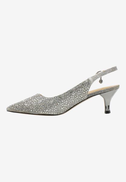 Left side view of Ferryanne PEWTER GLITTER/RHINESTONES