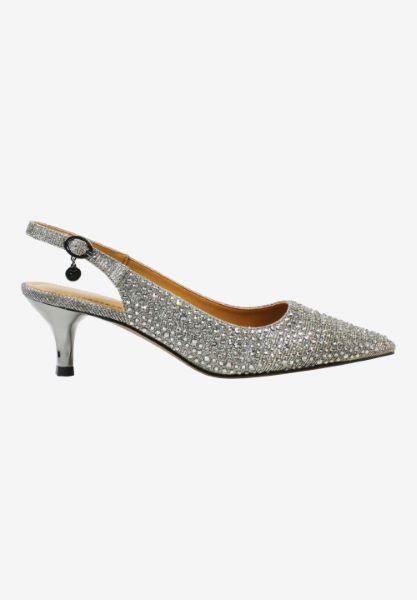 Right side view of Ferryanne PEWTER GLITTER/RHINESTONES