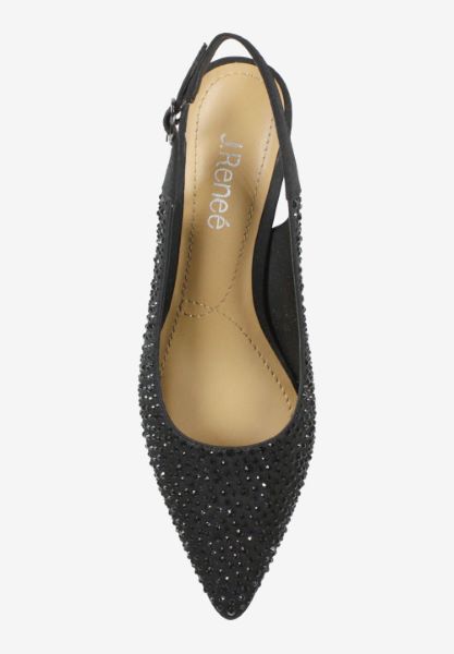 Top view of Ferryanne BLACK SATIN/RHINESTONES