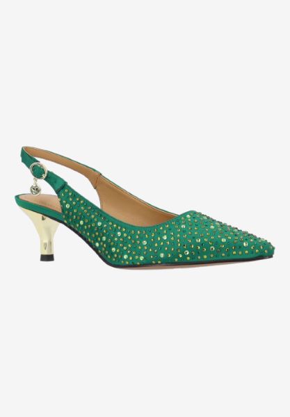 Front view of Ferryanne GREEN OMBRE SATIN/STONES