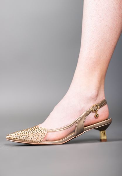 Lifestyle image of Gwyn BEIGE PATENT/SATIN/MESH