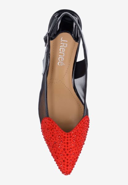 Top view of Gwyn BLACK/RED PATENT/SATIN/MESH