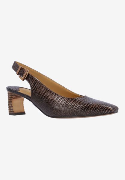 Front view of Hadyn COGNAC LIZARD PRINT