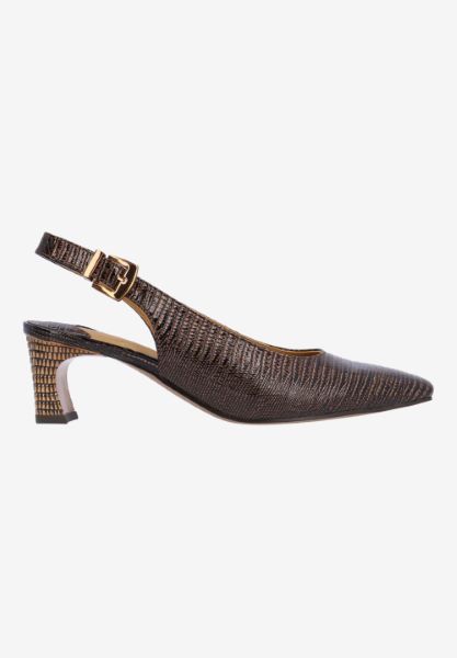 Right side view of Hadyn COGNAC LIZARD PRINT