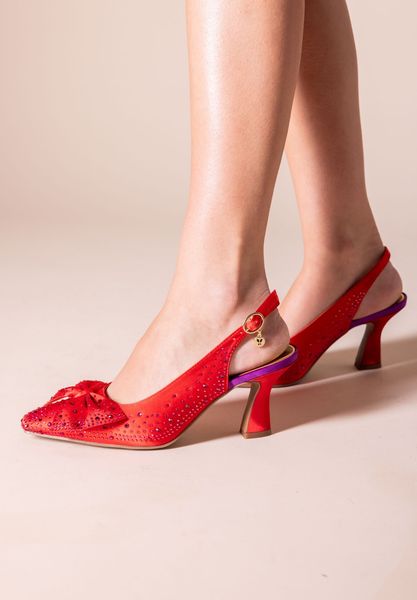Lifestyle image of Harlan RED/PURPLE SATIN/STONES
