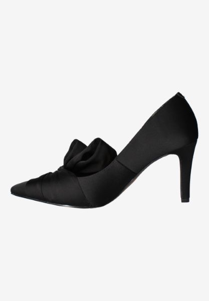 Left side view of Hirisha BLACK SATIN