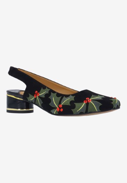 Front view of Hollee BLACK/GREEN/RED MICROSUEDE