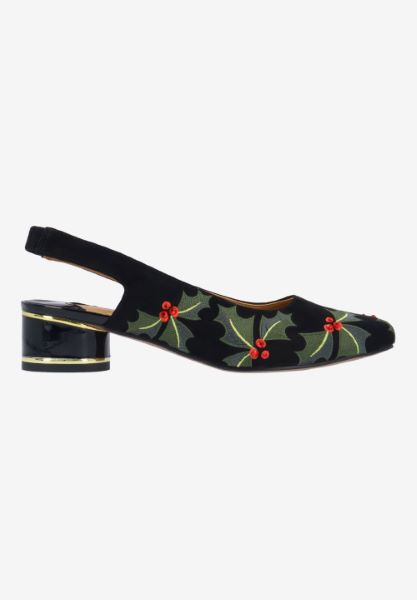 Right side view of Hollee BLACK/GREEN/RED MICROSUEDE
