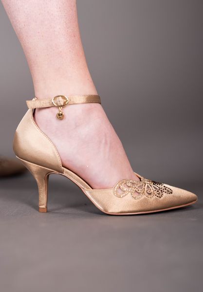 Lifestyle image of Isabetta BEIGE SATIN/RHINESTONES