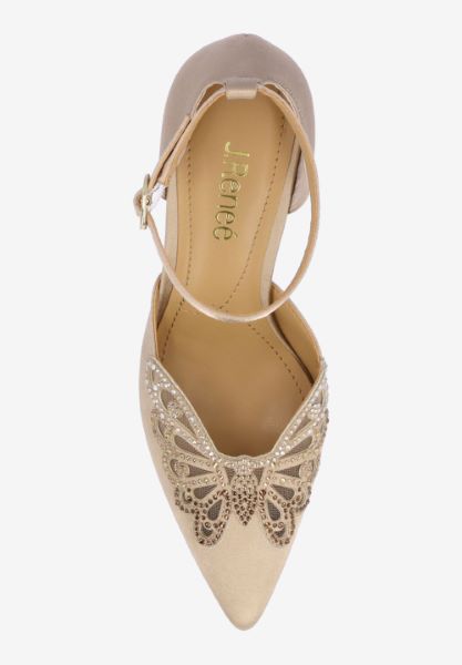 Top view of Isabetta BEIGE SATIN/RHINESTONES