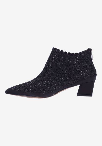 Left side view of Jacinta BLACK SATIN/STONES