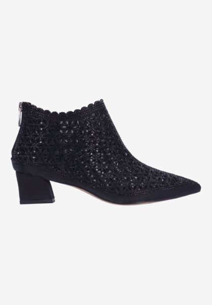 Right side view of Jacinta BLACK SATIN/STONES