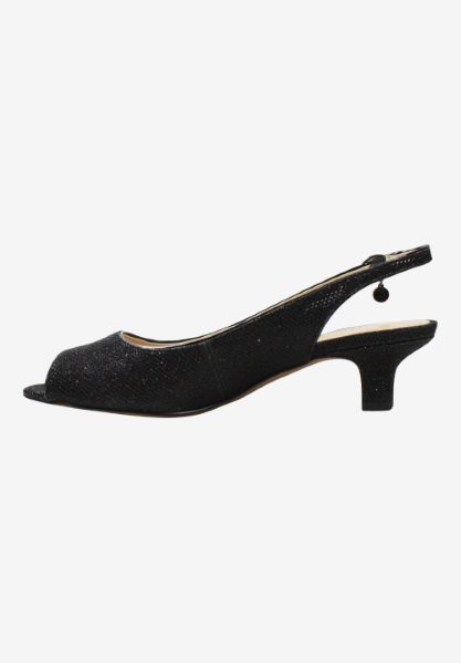 Left side view of Jenvey Black Glitter