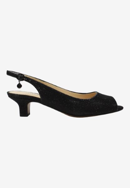 Right side view of Jenvey Black Glitter