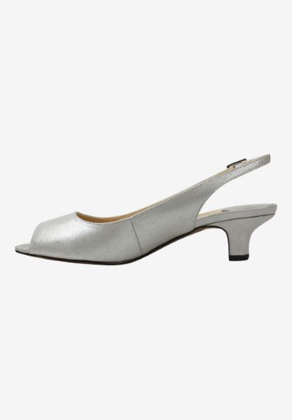 Left side view of Jenvey Silver Satin