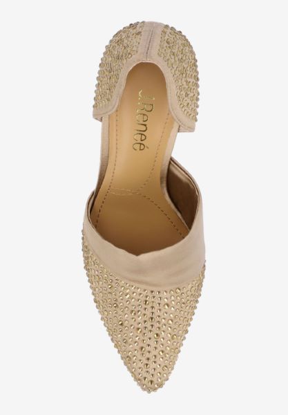 Top view of Kaleena BEIGE SATIN/RHINESTONES