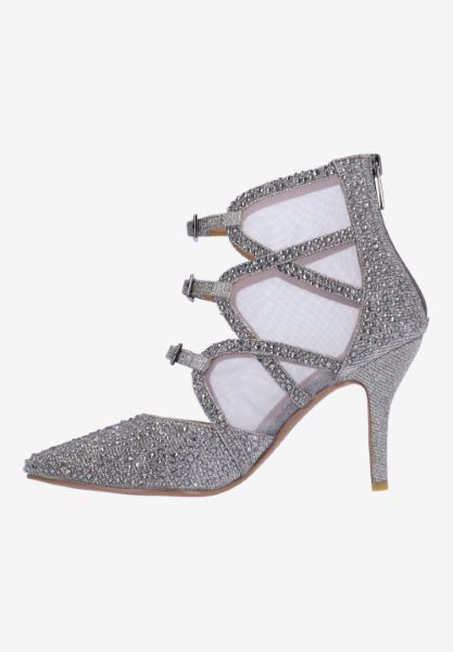 Left side view of Katarina PEWTER GLITTER/RHINESTONES