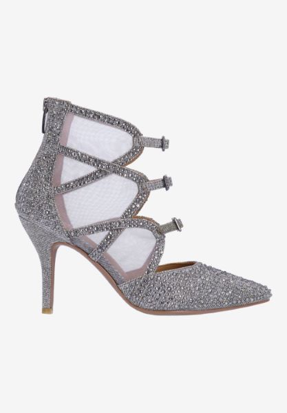 Right side view of Katarina PEWTER GLITTER/RHINESTONES