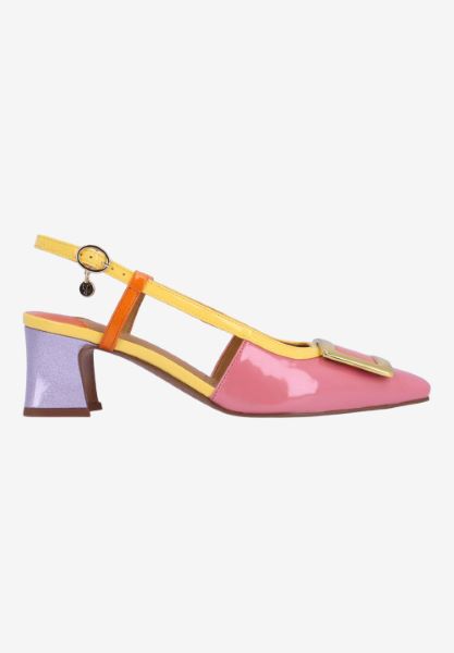 Right side view of Kellen PINK/YELLOW/ORANGE PATENT