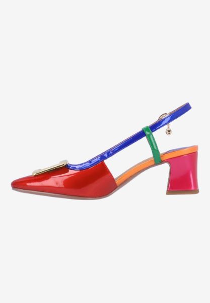 Left side view of Kellen RED/BLUE/GREEN PATENT