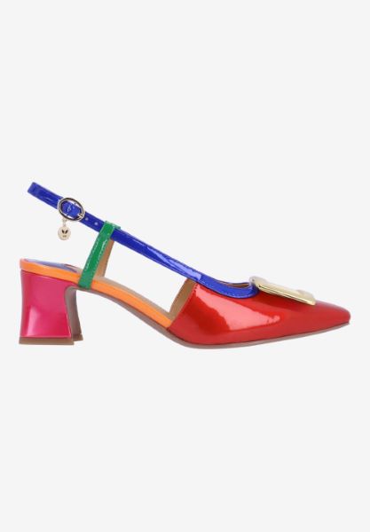 Right side view of Kellen RED/BLUE/GREEN PATENT