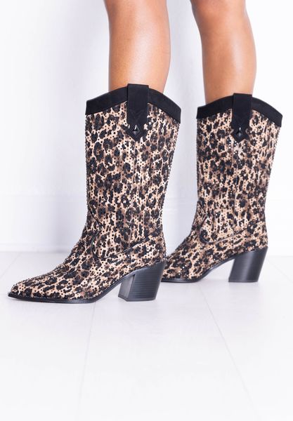 Lifestyle image of Laylani BROWN/BLACK ANIMAL PRINT/STONE
