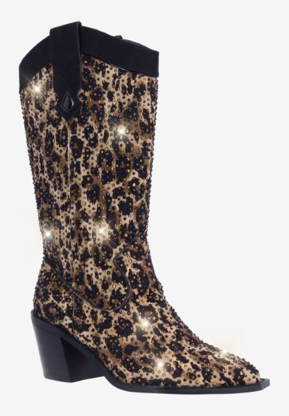 Front view of Laylani BROWN/BLACK ANIMAL PRINT/STONE