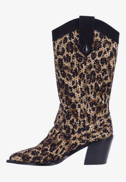 Left side view of Laylani BROWN/BLACK ANIMAL PRINT/STONE