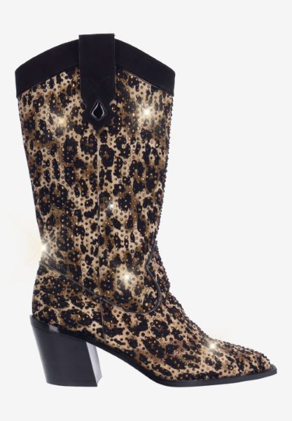 Right side view of Laylani BROWN/BLACK ANIMAL PRINT/STONE