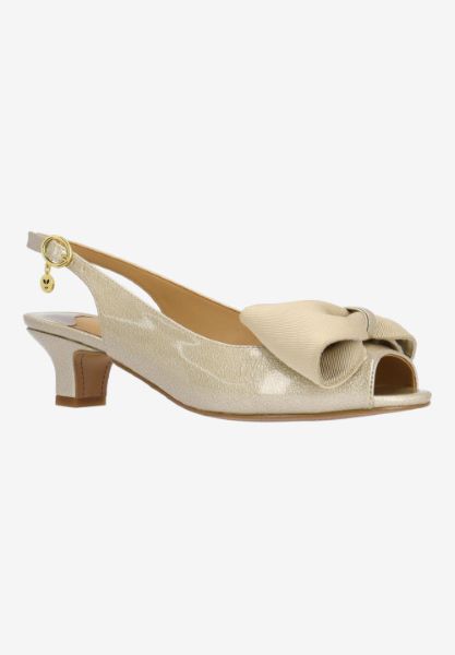 Front view of Lirain TAUPE PATENT/GROSGRAIN