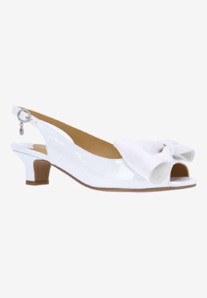 Front view of Lirain WHITE PATENT/GROSGRAIN
