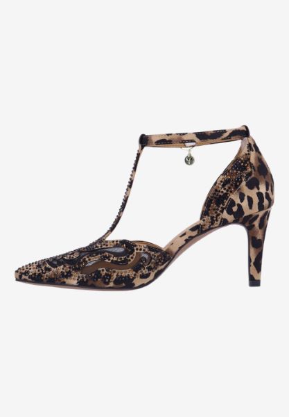 Left side view of Lisha BROWN/BLACK ANIMAL PRINT