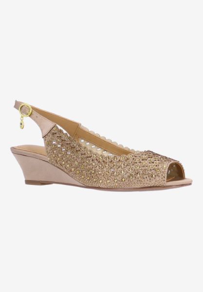 Front view of Malorie BEIGE SATIN/STONES
