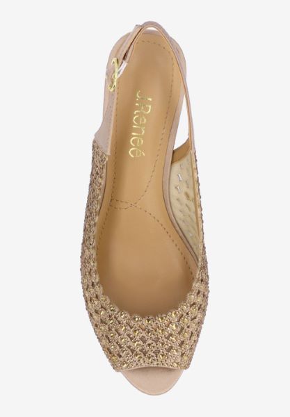 Top view of Malorie BEIGE SATIN/STONES