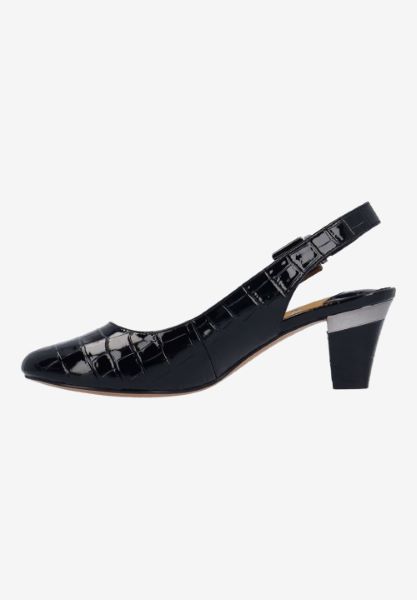 Left side view of Malree BLACK CROCO EMBOSSED