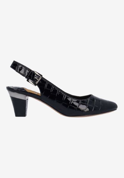 Right side view of Malree BLACK CROCO EMBOSSED
