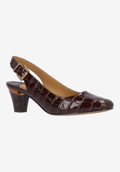 Front view of Malree BROWN CROCO EMBOSSED