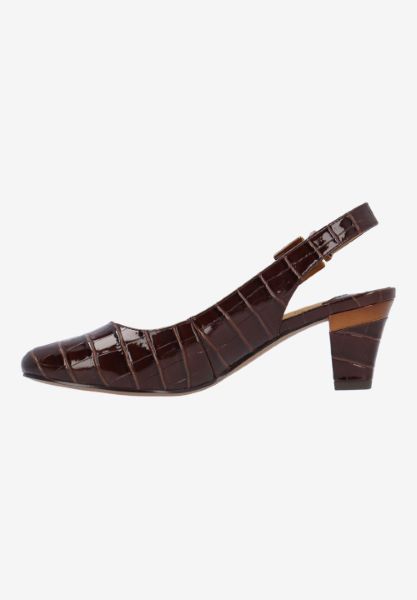Left side view of Malree BROWN CROCO EMBOSSED