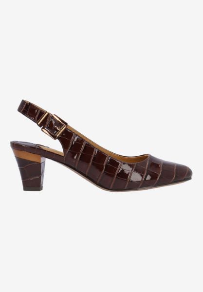 Right side view of Malree BROWN CROCO EMBOSSED